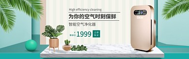 天猫淘宝绿色植物空气净化器banner