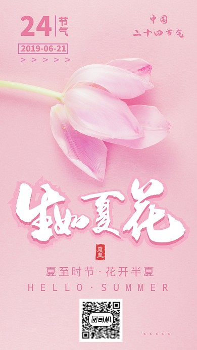 粉色生如夏花夏至海报