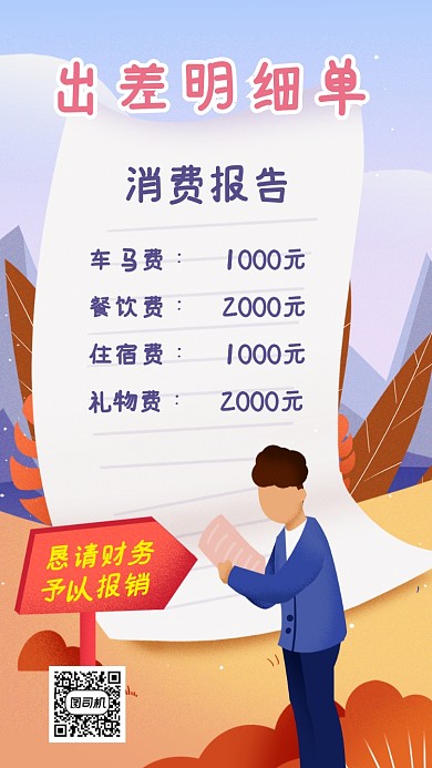 出差消费报告海报