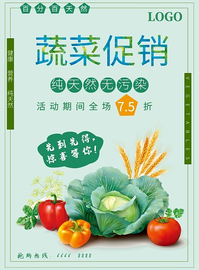 绿色蔬菜店促销海报