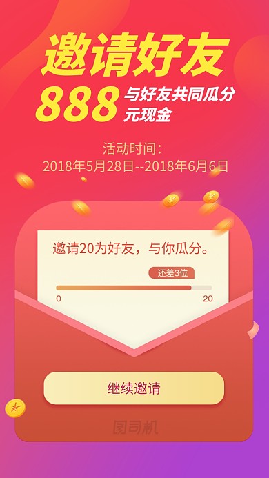 红色创意邀请好友活动海报