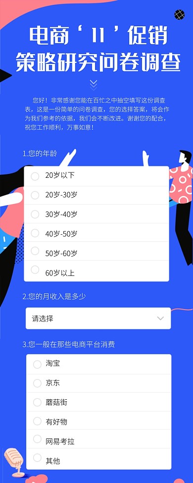 电商‘11’促销策略研究问卷调查海报