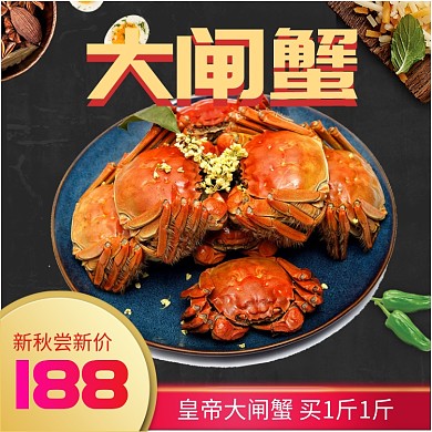橙色红色紫红海鲜大闸蟹秋季海产直通车