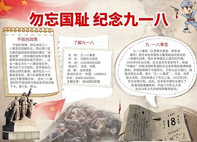 勿忘国耻纪念九一八党建宣传小报