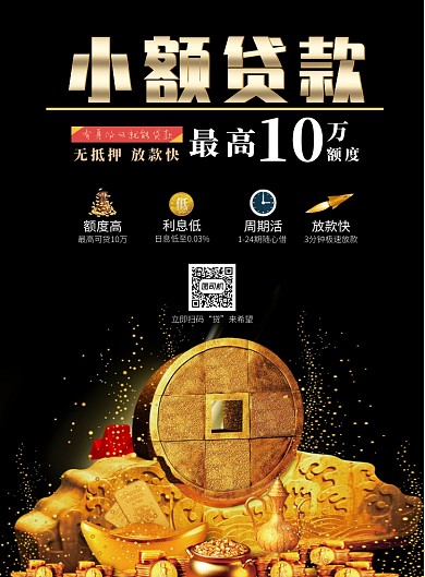 黑色金融风贷款印刷海报