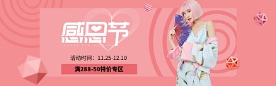 感恩节粉色女装促销淘宝banner