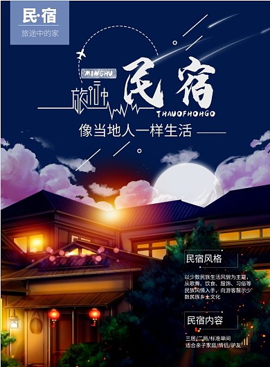 时尚旅游民宿酒店印刷海报