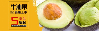 橘色水果牛油果上市促销banner