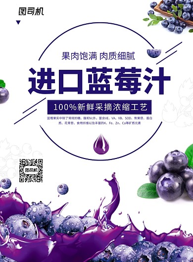 创意新鲜进口蓝莓海报