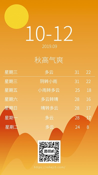 行政关怀橘色天气预报手机海报