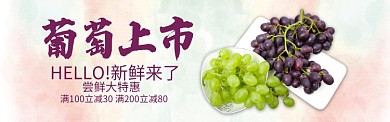 紫色水果葡萄新鲜上市促销banner
