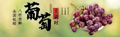 绿色水果葡萄新鲜上市促销banner