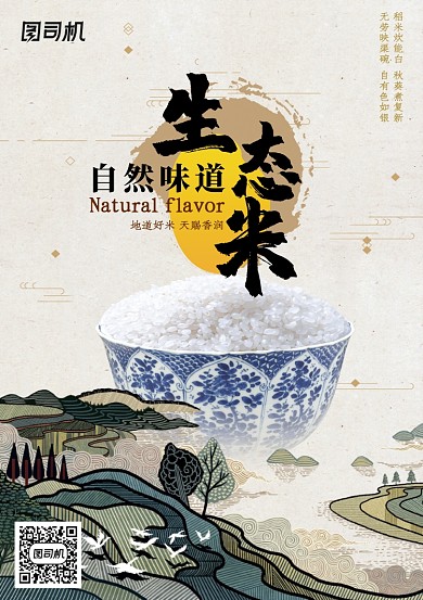 创意时尚手绘生态米海报