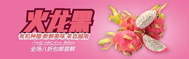 红色水果火龙果上新促销banner