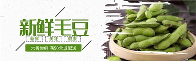 绿色水果蔬菜毛豆黄豆促销banner