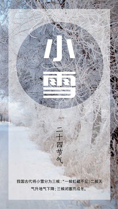 小雪传统节气宣传手机海报