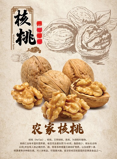 创意农家核桃美食海报