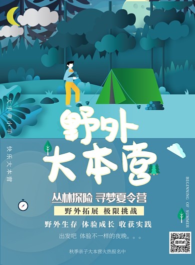 旅游自驾游野外露营印刷海报