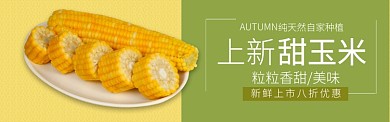 黄色绿色水果蔬菜甜玉米促销banner