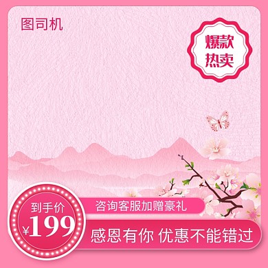 感恩节粉色优惠清新文艺直通车主图