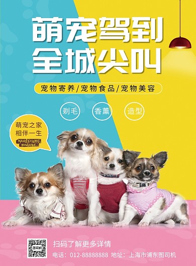 可爱清新简约萌宠之家宠物店印刷海报模板