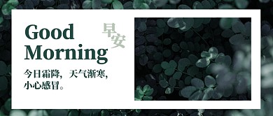 小清新文艺早安霜降节气公众号首图
