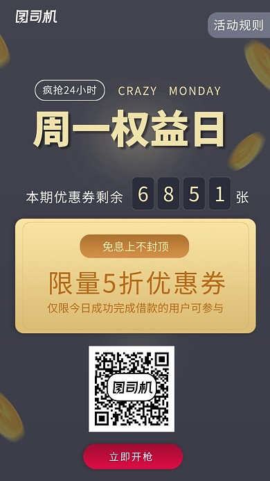 灰色创意贷款优惠券活动海报