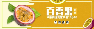 橙色当季水果百香果促销banner