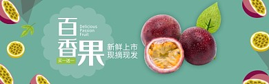 绿色当季水果百香果促销banner