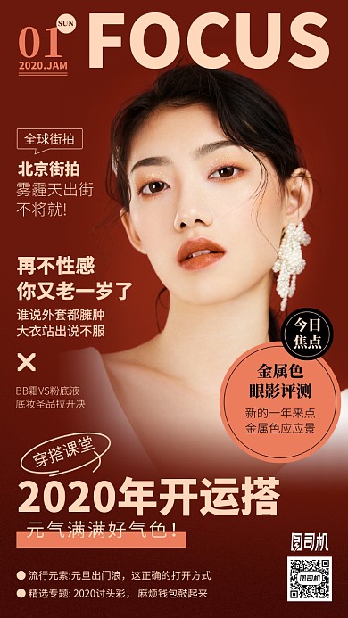 杂志封面美妆课堂手机海报