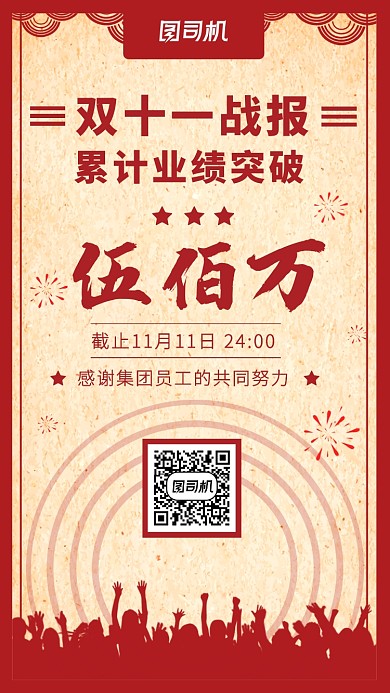 旧报纸复古风双十一战报海报