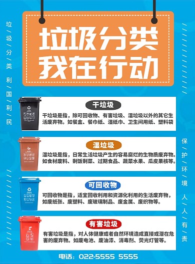 环保垃圾分类宣传指示知识讲解海报