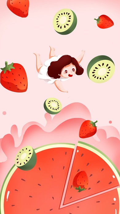 西瓜水果有趣手机壁纸海报