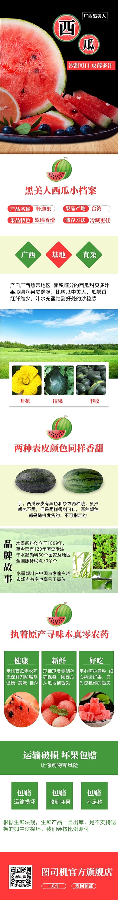 简约黑美人西瓜电商淘宝详情页