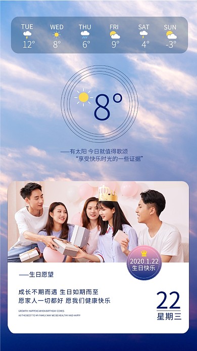 天气预报生日快乐手机海报