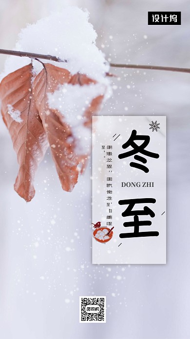 清新简约冬至传统节气手机海报模板