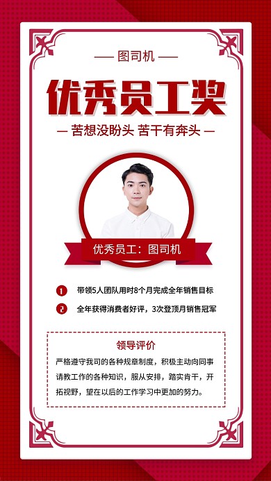 荣誉奖状手机海报