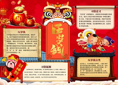 压岁钱春节文化小报