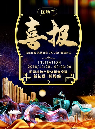 大气地产企业盛典喜报印刷海报