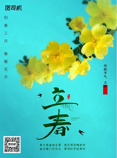 清新简约风立春海报