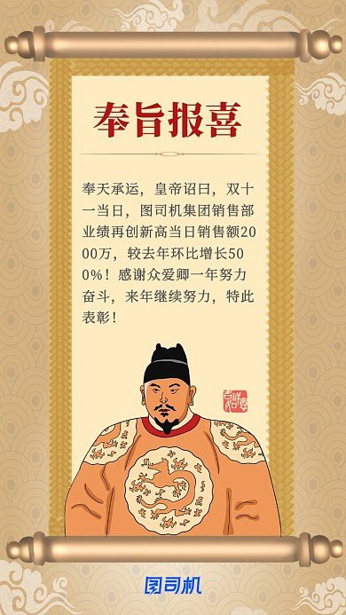 创意恶搞中国风双十一喜报海报