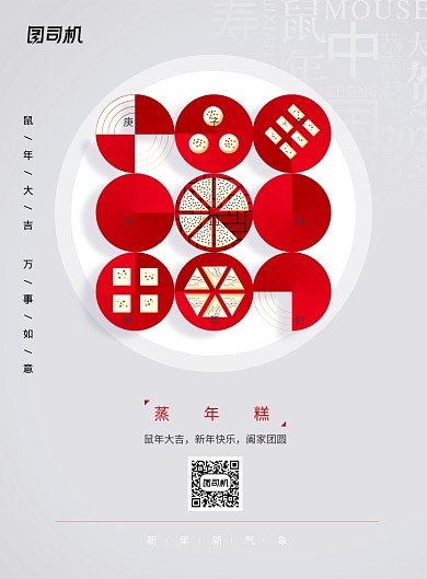 鼠年蒸年糕新年系列海报