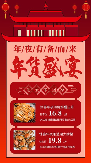 喜庆2020年货盛宴手机海报