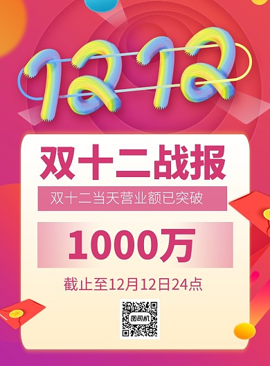 橙色大气双十二战报宣传海报