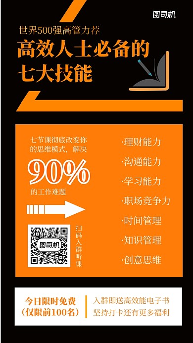 橙色大气书籍简介手机海报