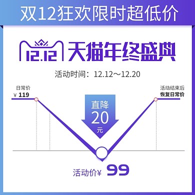 紫色蓝色渐变简约表格降价直通车