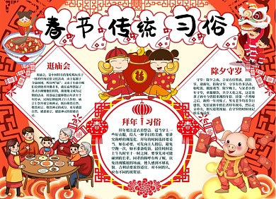 春节文化民间习俗小报
