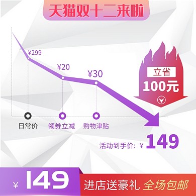 紫色红色图表型通用双十二促销直通车