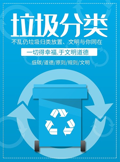 蓝色创意垃圾分类宣传印刷海报