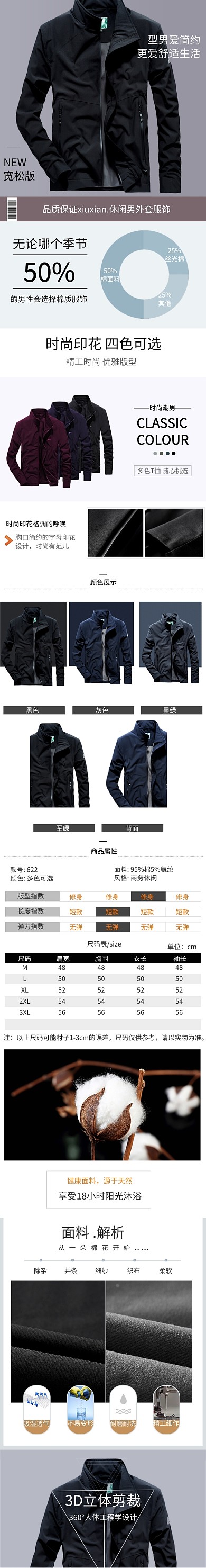 潮流男装商务男外套详情页